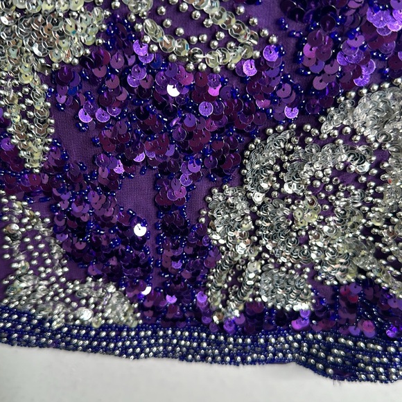 Vantage Joan Leslie slik sequins beaded evening dress size medium purple sliver - Picture 10 of 13